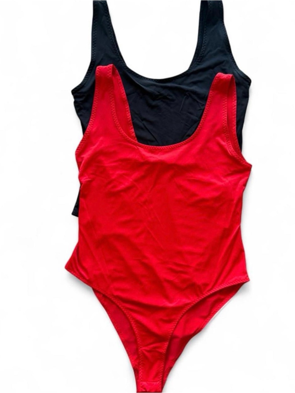 Zara Red and Black Scoop Neck Bodysuit Duo - Size L
